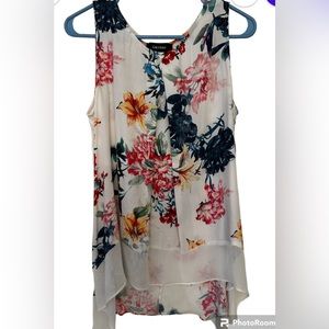 Karen Kane Floral Multicolored Asymmetrical Top Sz Small
